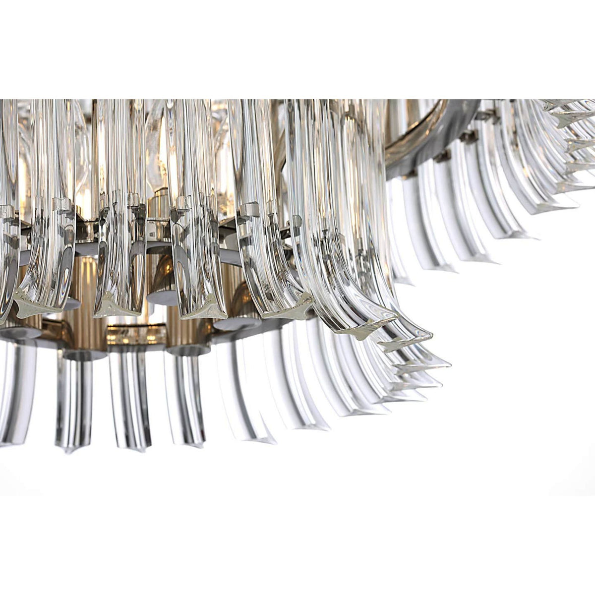 AERIN Rhine 34" Three Tier Chandelier in Polished Nickel with Crystal W34" x H21.75"