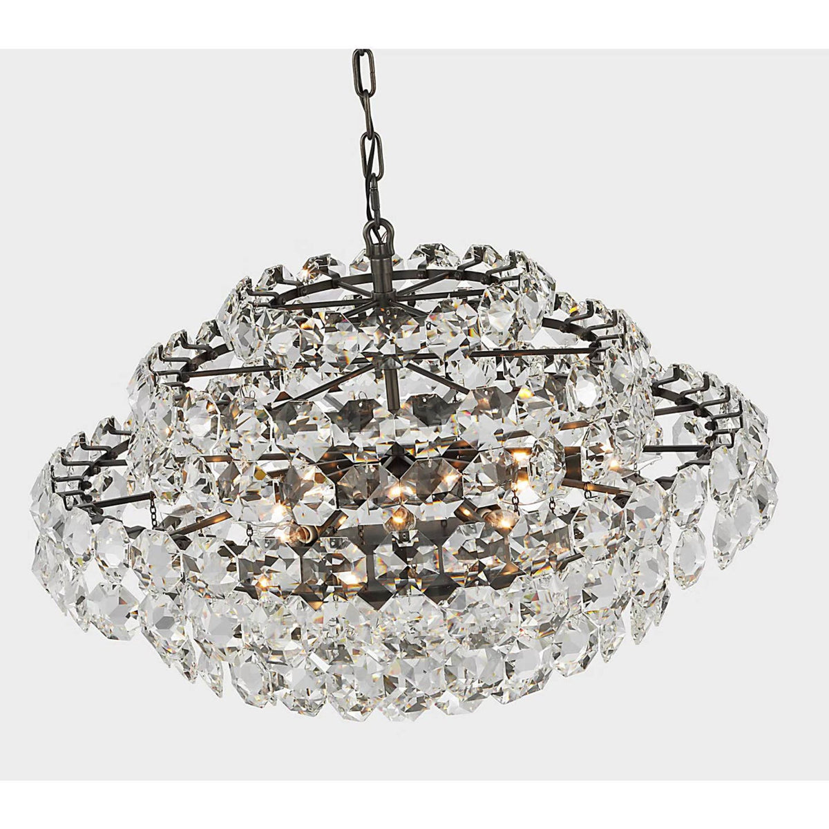 AERIN Sanger Small Chandelier in Bronze with Crystal W29" x H19"