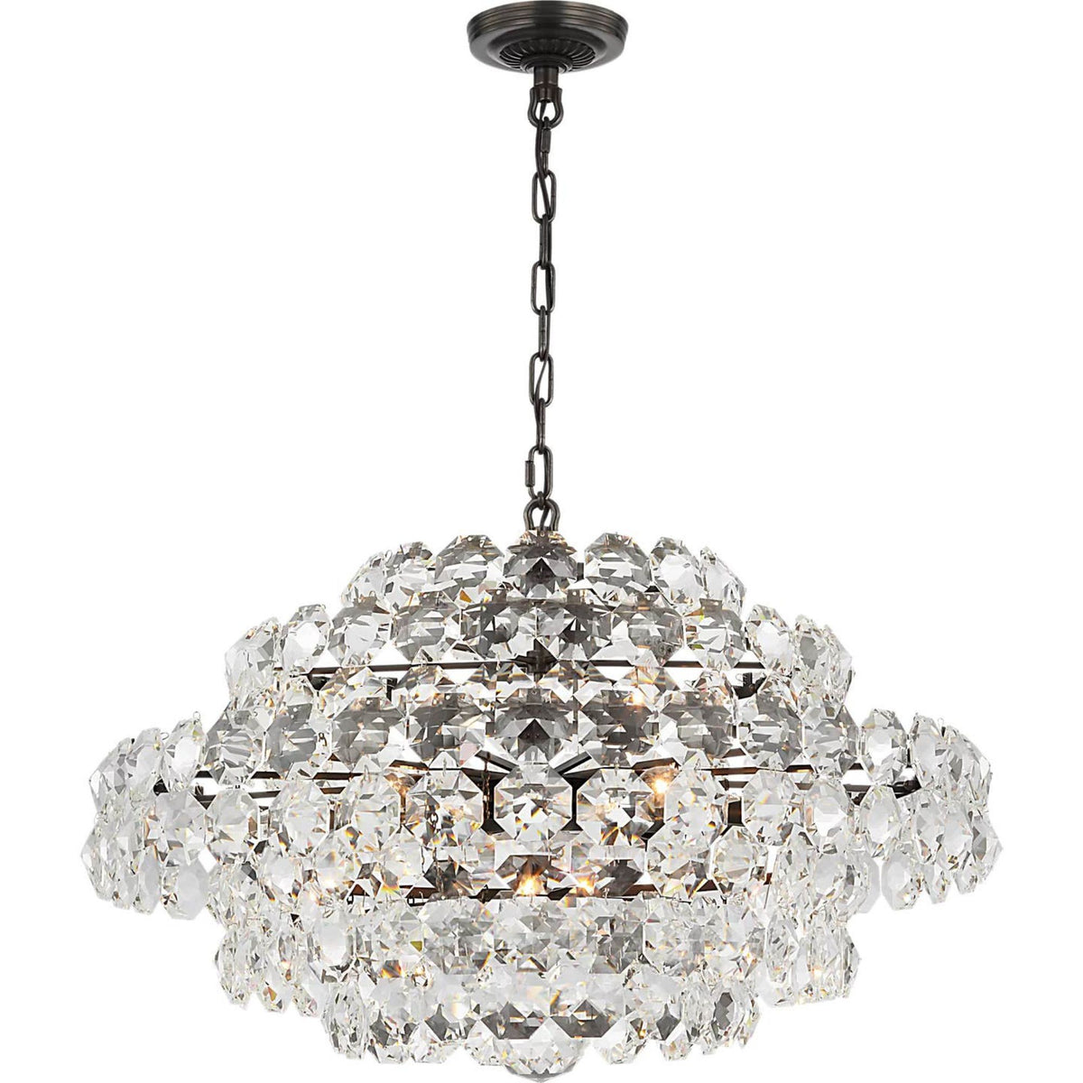 AERIN Sanger Small Chandelier in Bronze with Crystal W29" x H19"