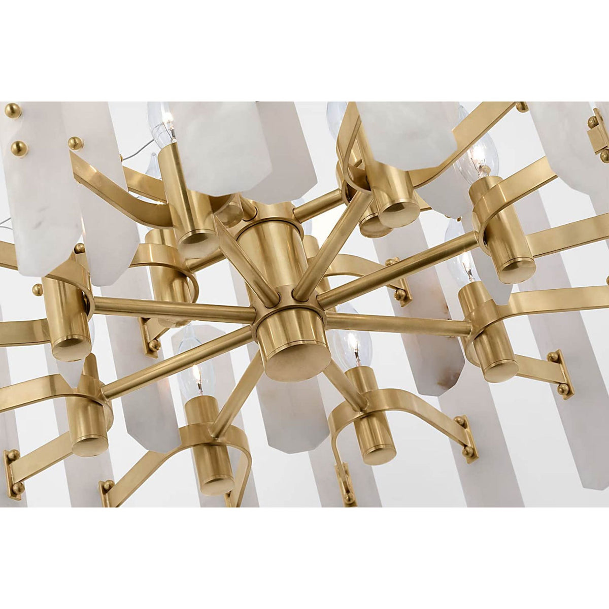 AERIN Bonnington Small Chandelier in Hand-Rubbed Antique Brass with Alabaster W23.75" x H15.25"