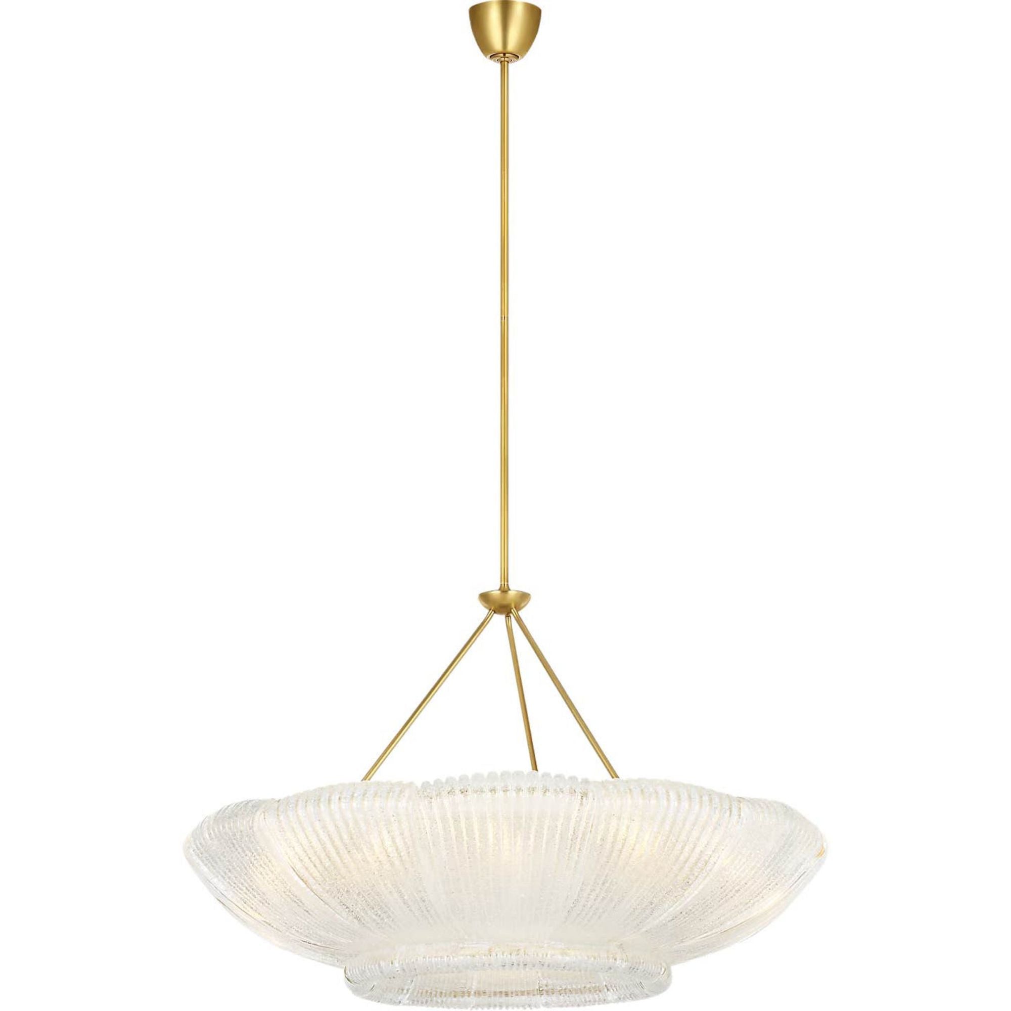 AERIN Claude 39" Chandelier in Hand-Rubbed Antique Brass with Clear Graniglia Glass W37.75"