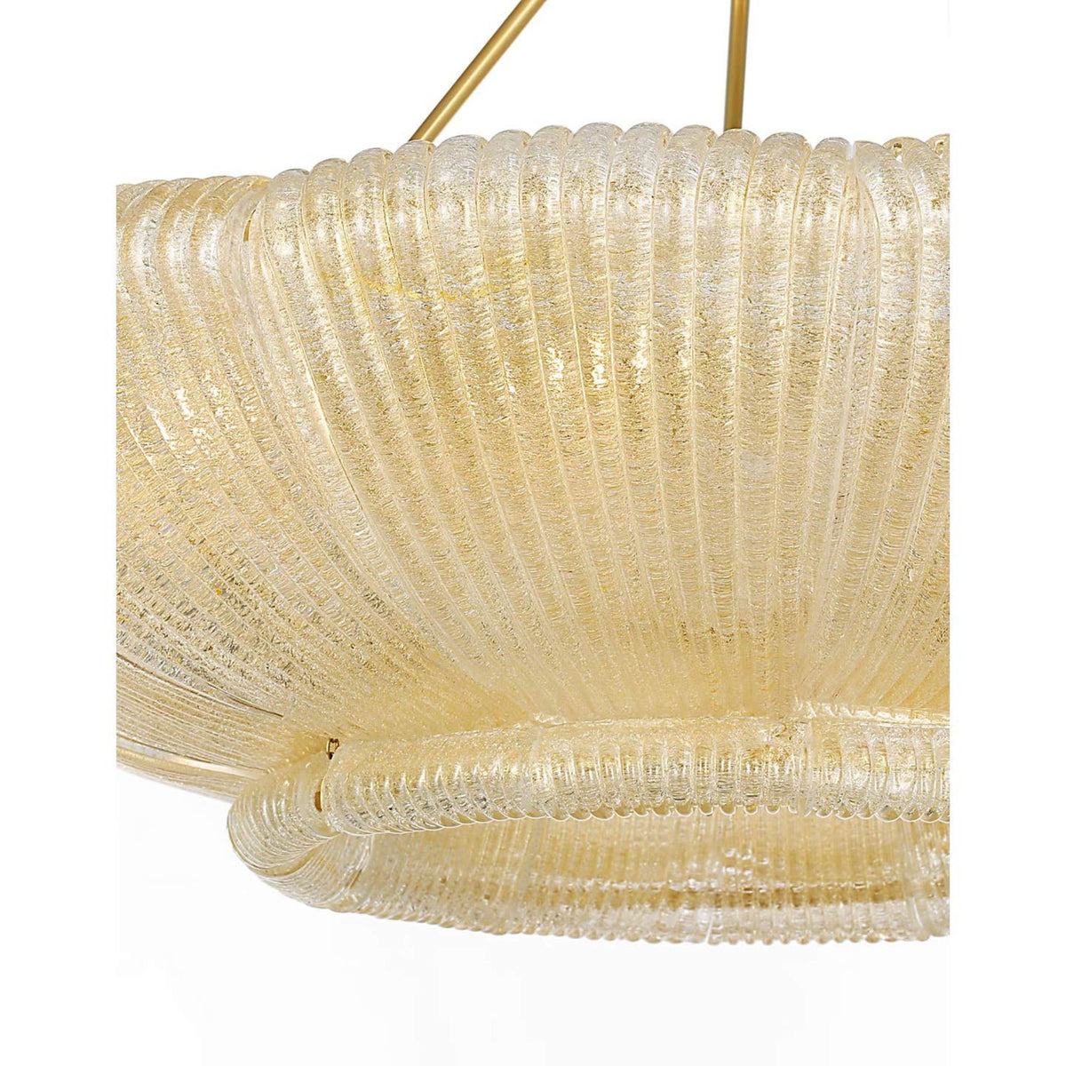 AERIN Claude 39" Chandelier in Hand-Rubbed Antique Brass with Gold Graniglia Glass W37.75"