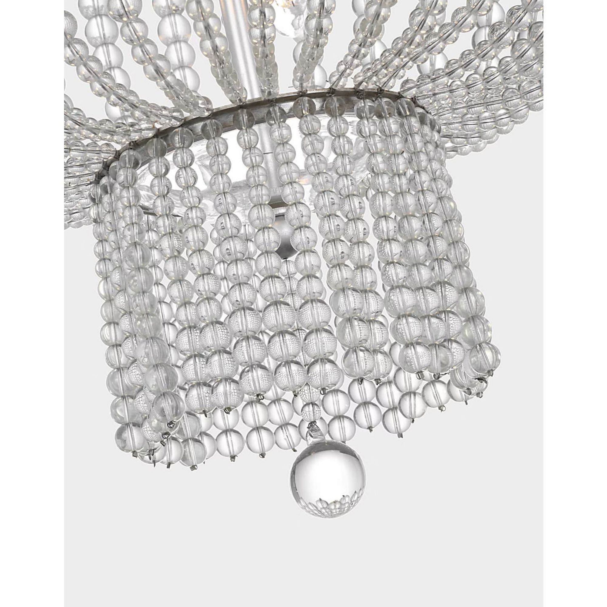AERIN Jacqueline 46" Basket Chandelier in Burnished Silver Leaf with Clear Glass W45.5" x H50.25"