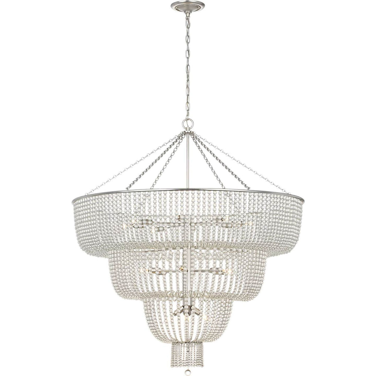 AERIN Jacqueline 46" Basket Chandelier in Burnished Silver Leaf with Clear Glass W45.5" x H50.25"