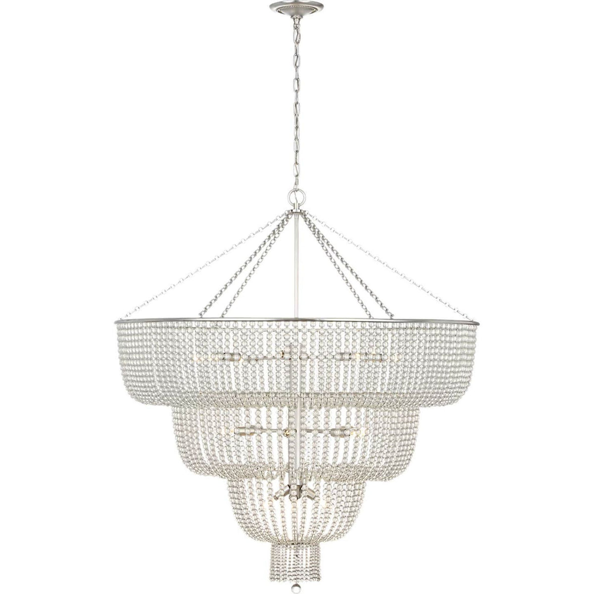 AERIN Jacqueline 46" Basket Chandelier in Burnished Silver Leaf with Clear Glass W45.5" x H50.25"