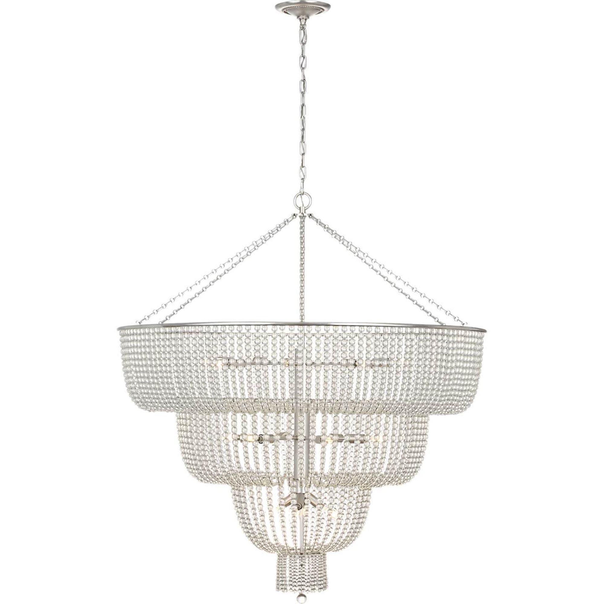 AERIN Jacqueline 46" Basket Chandelier in Burnished Silver Leaf with Clear Glass W45.5" x H50.25"