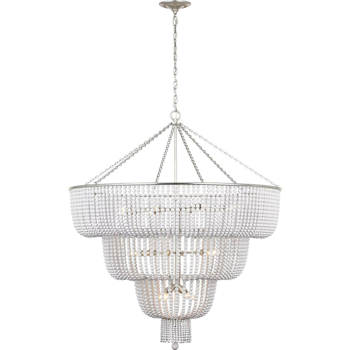 AERIN Jacqueline 46" Basket Chandelier in Burnished Silver Leaf with White Acrylic W45.5" x H50.25"
