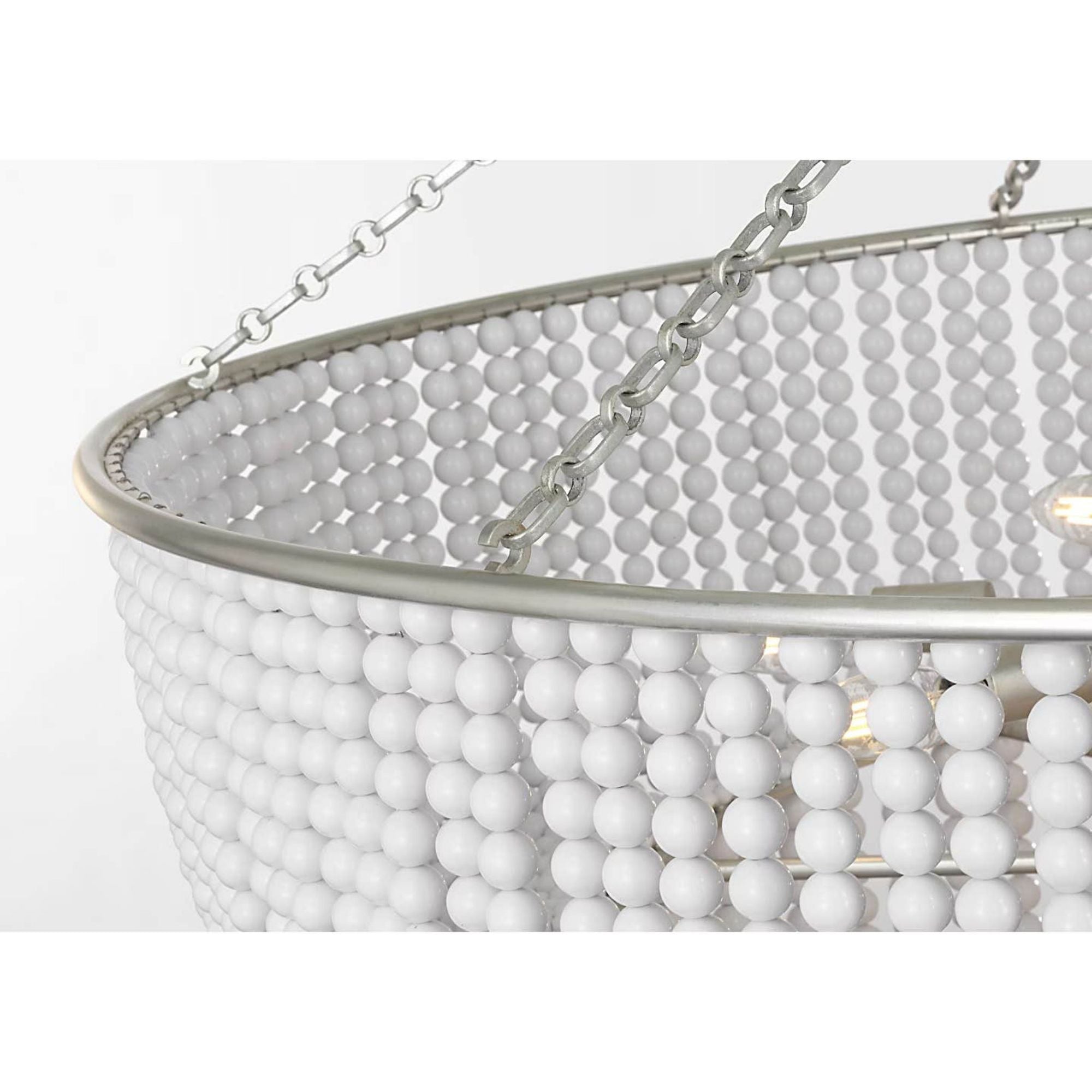 AERIN Jacqueline 46" Basket Chandelier in Burnished Silver Leaf with White Acrylic W45.5" x H50.25"