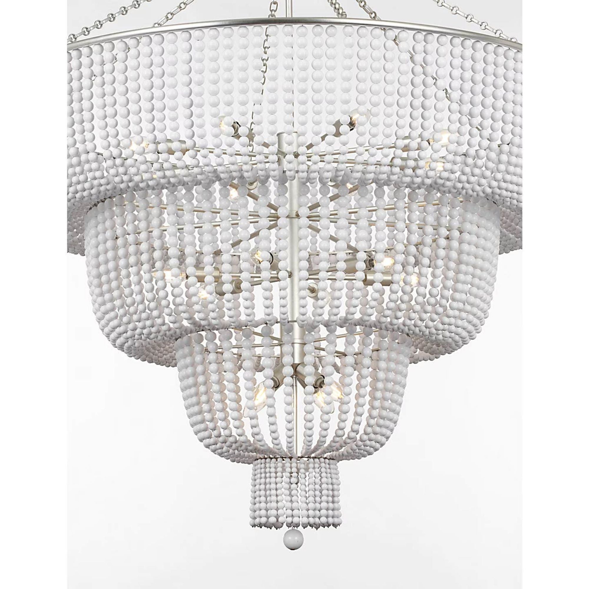 AERIN Jacqueline 46" Basket Chandelier in Burnished Silver Leaf with White Acrylic W45.5" x H50.25"
