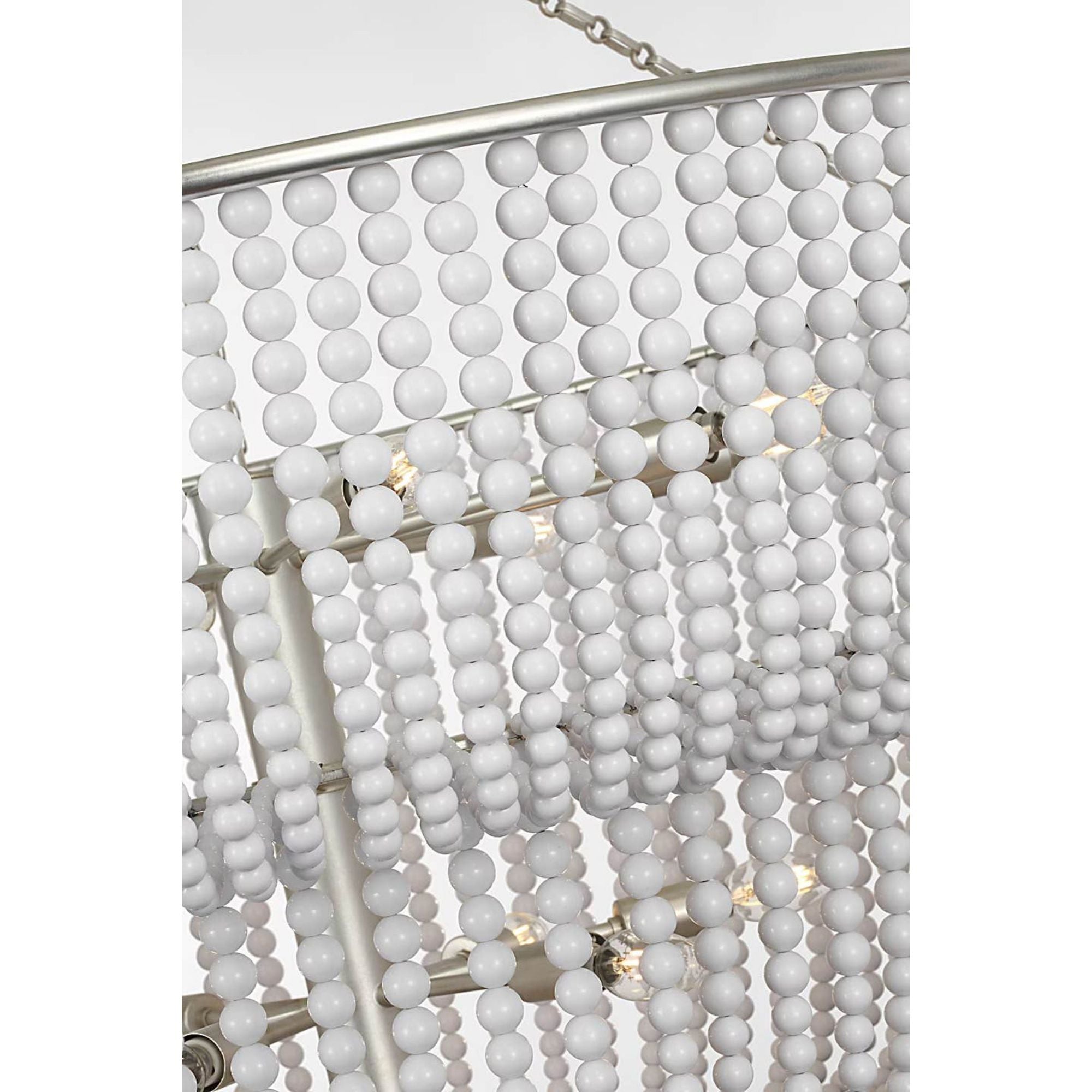 AERIN Jacqueline 46" Basket Chandelier in Burnished Silver Leaf with White Acrylic W45.5" x H50.25"