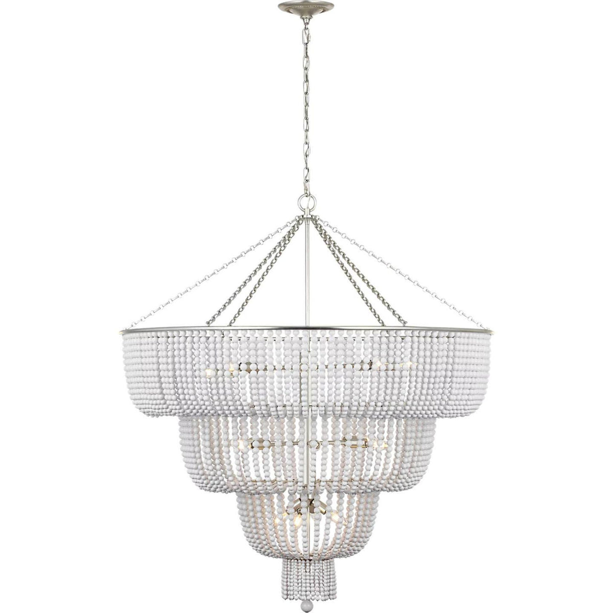AERIN Jacqueline 46" Basket Chandelier in Burnished Silver Leaf with White Acrylic W45.5" x H50.25"