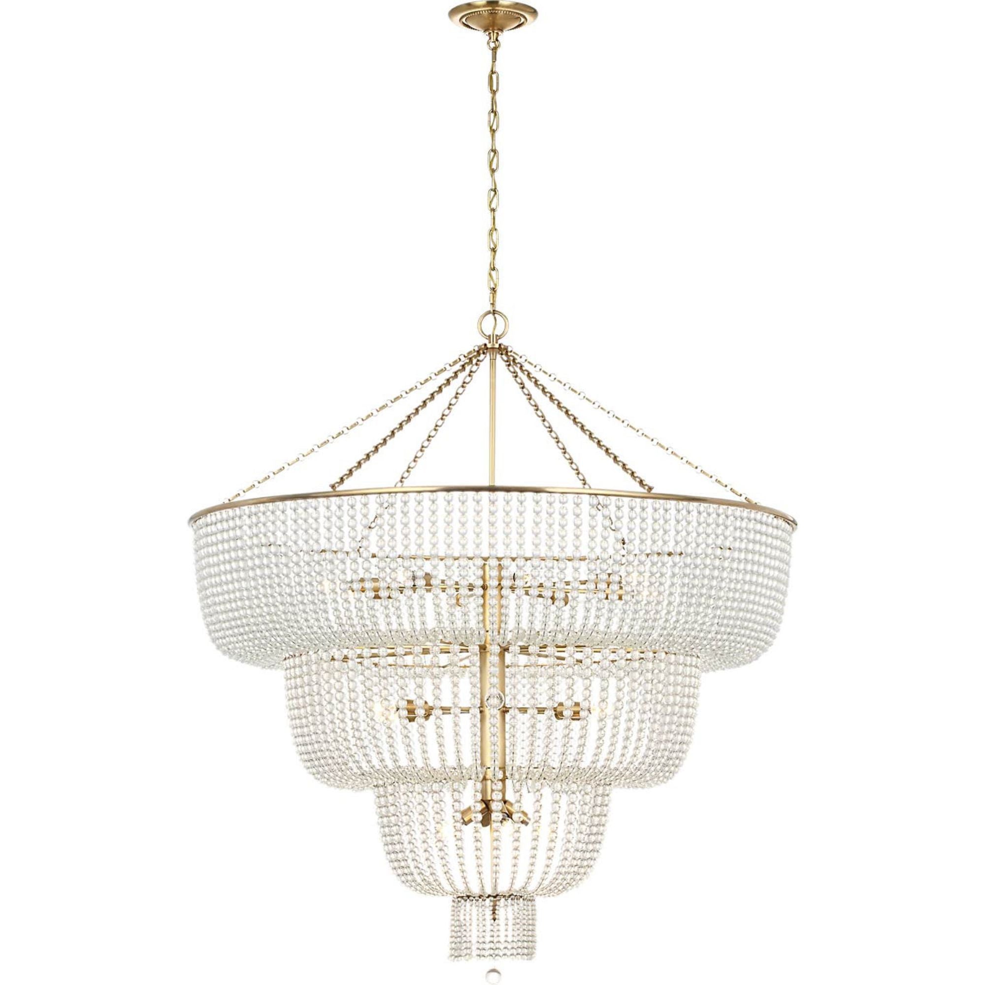 AERIN Jacqueline 46" Basket Chandelier in Hand-Rubbed Antique Brass with Clear Glass W45.5" x H50.25"
