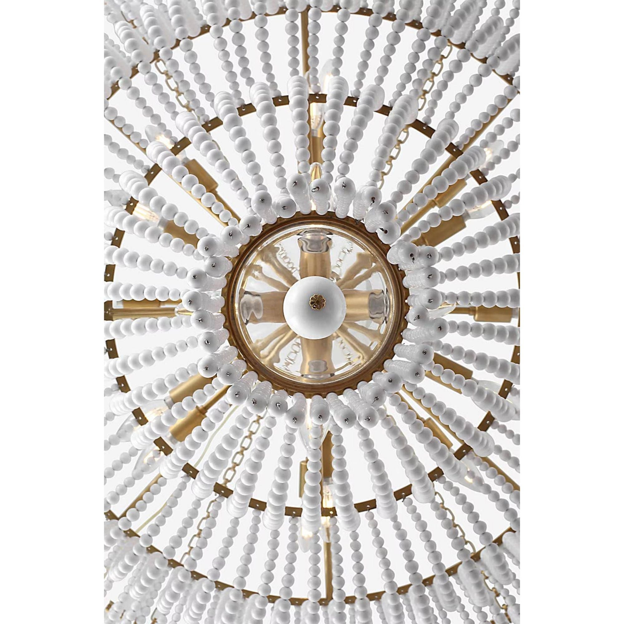 AERIN Jacqueline 46" Basket Chandelier in Hand-Rubbed Antique Brass with White Glass W45.5" x H50.25"