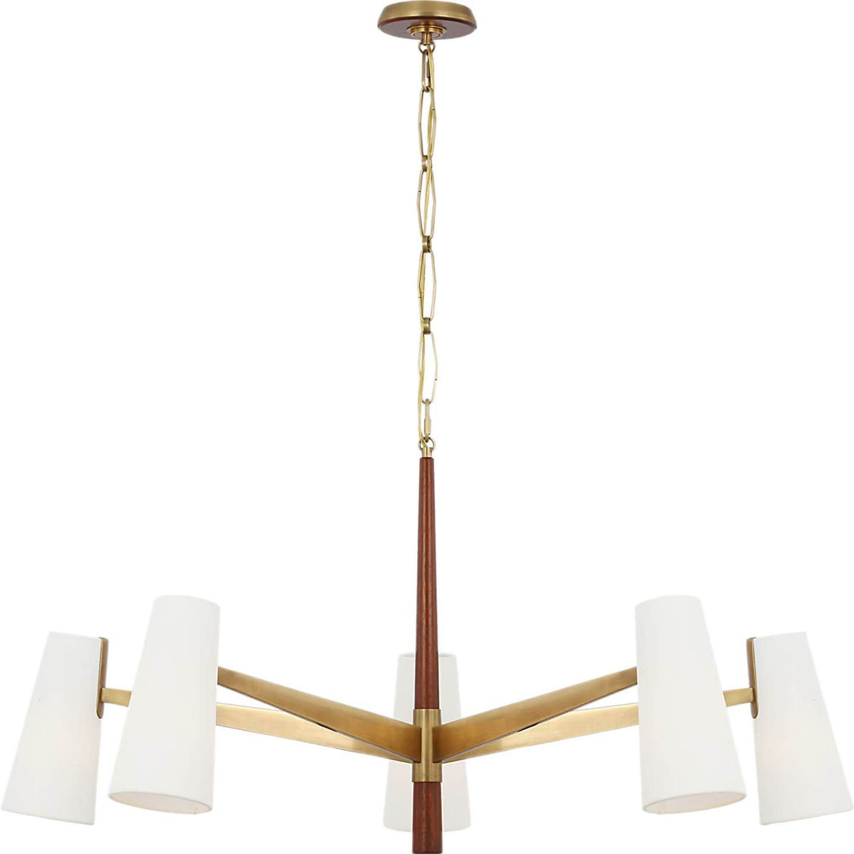 AERIN Olina 10" Sconce in Hand-Rubbed Antique Brass and Mahogany with Linen Shade W5" x H9.75" x E9"