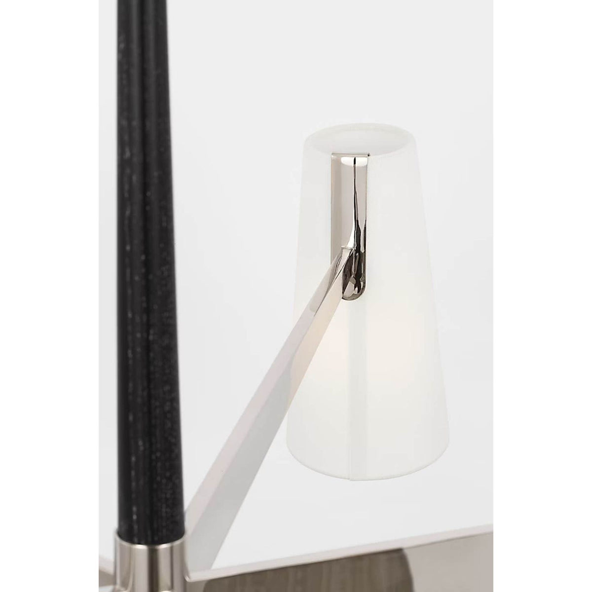 AERIN Olina 44" Chandelier in Polished Nickel and Ebony with Linen Shades W42" x H19.5"