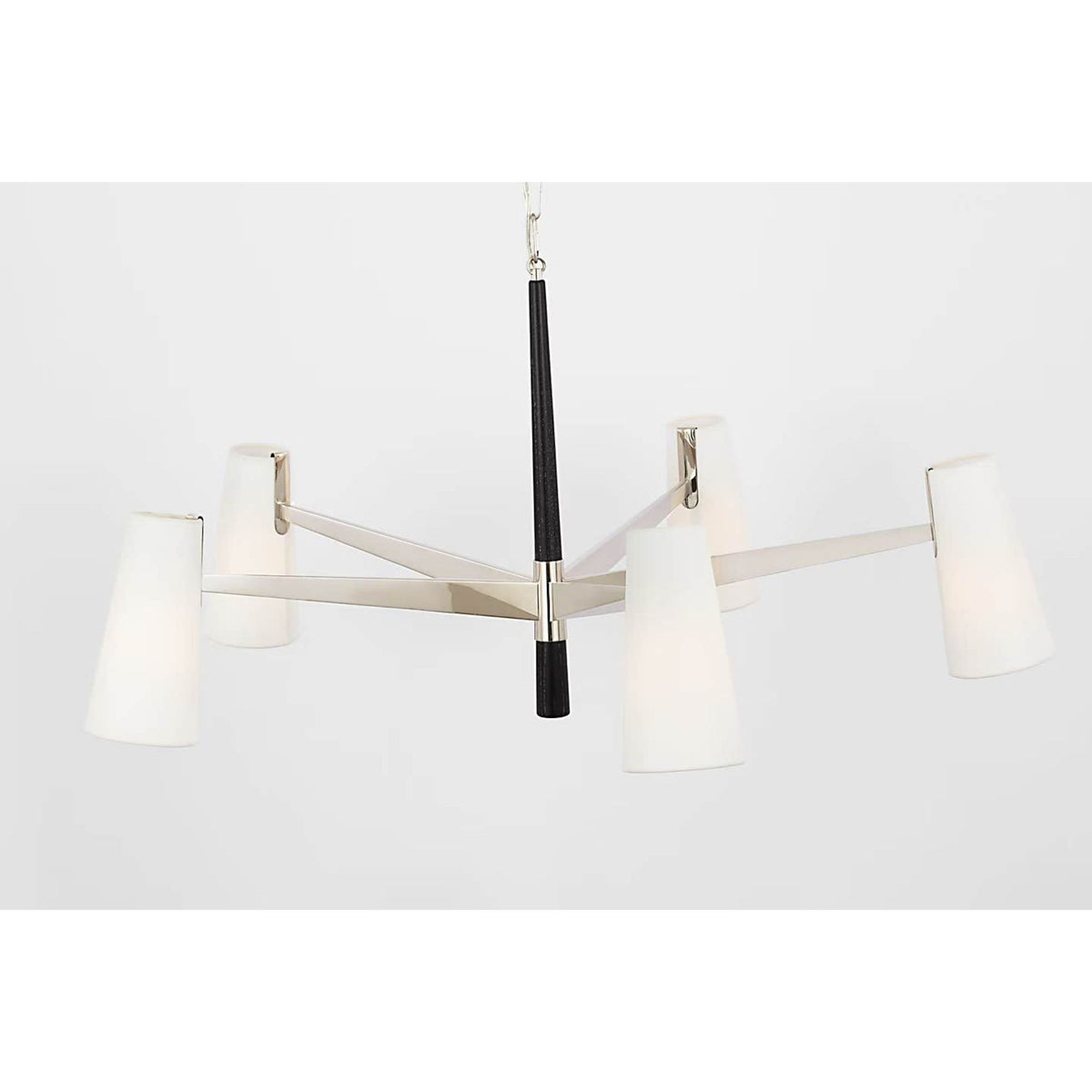 AERIN Olina 44" Chandelier in Polished Nickel and Ebony with Linen Shades W42" x H19.5"