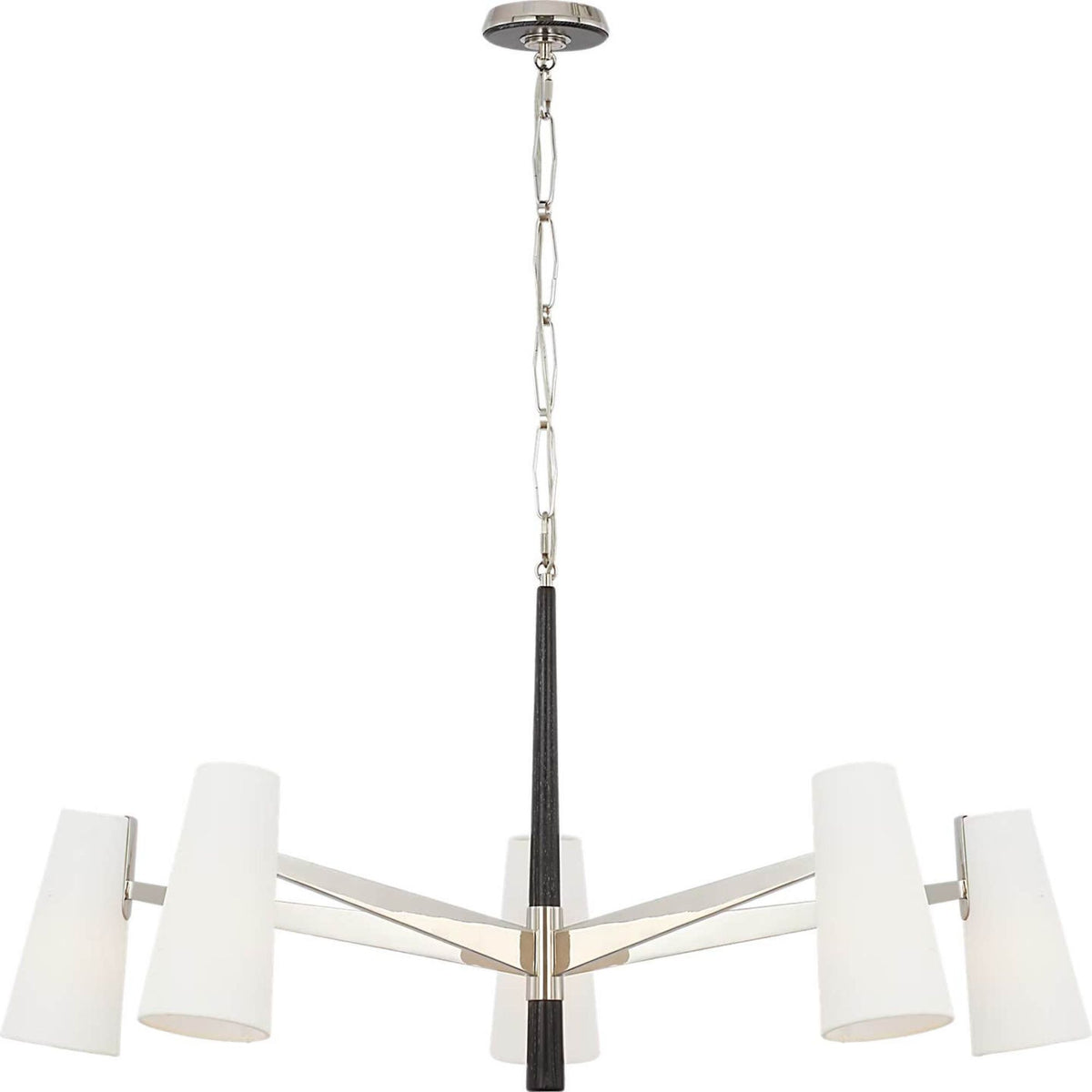 AERIN Olina 10" Sconce in Polished Nickel and Ebony with Linen Shade W5" x H9.75" x E9"