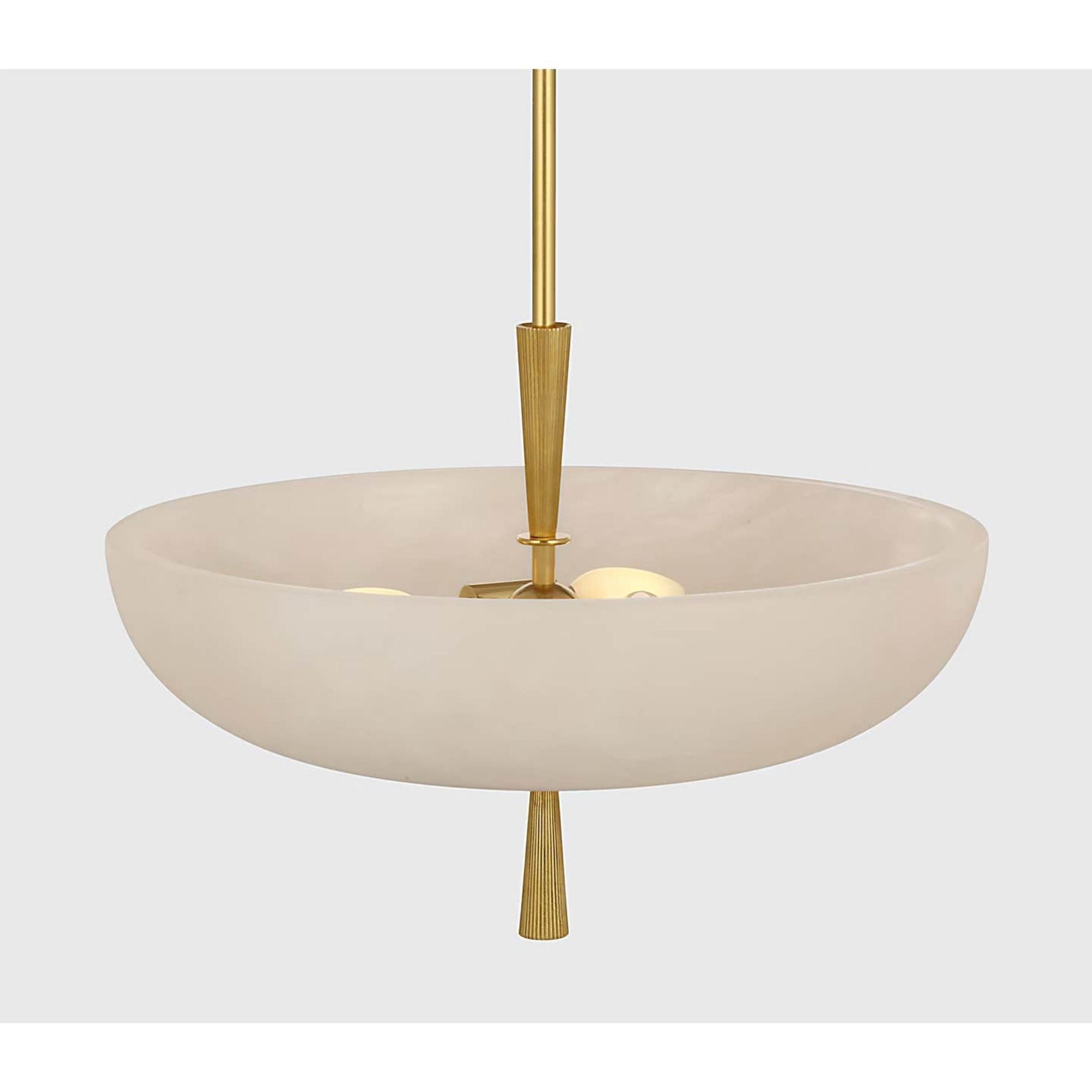 AERIN Pascal 19" Bowl Pendant in Hand-Rubbed Antique Brass with Alabaster W19"