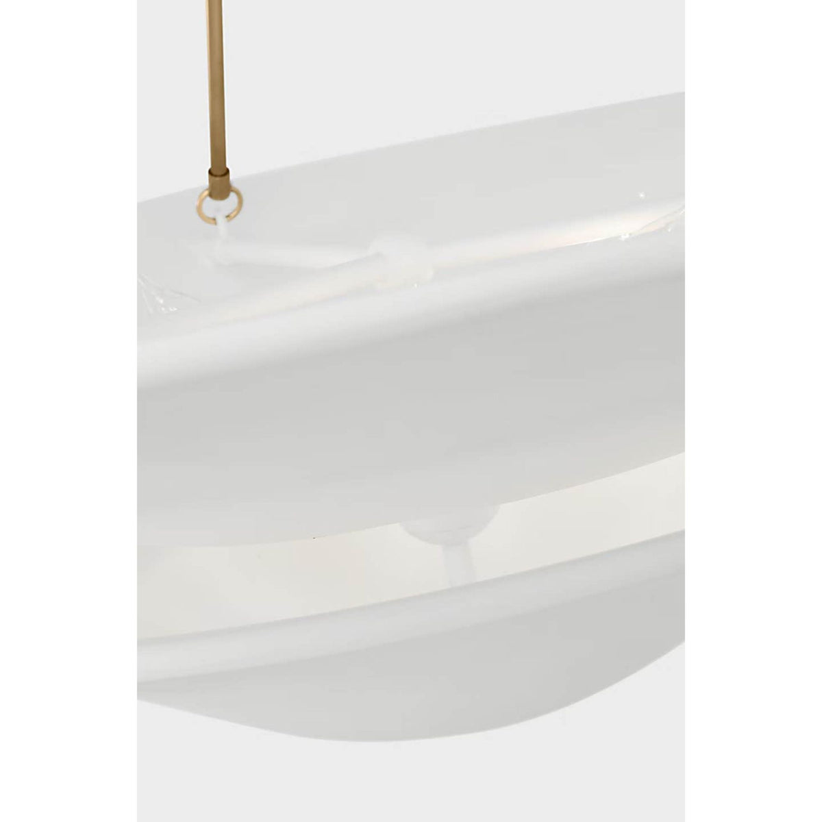 AERIN Mollino 40" Chandelier in Hand-Rubbed Antique Brass with Plaster White Shade W40" x H26.5"