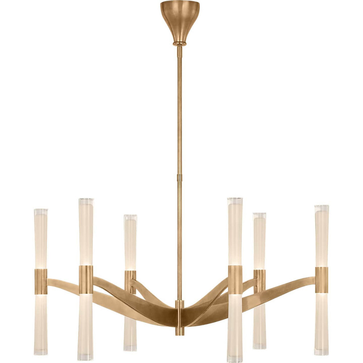 AERIN Brenta Extra Large Chandelier in Hand-Rubbed Antique Brass with White Glass W40"
