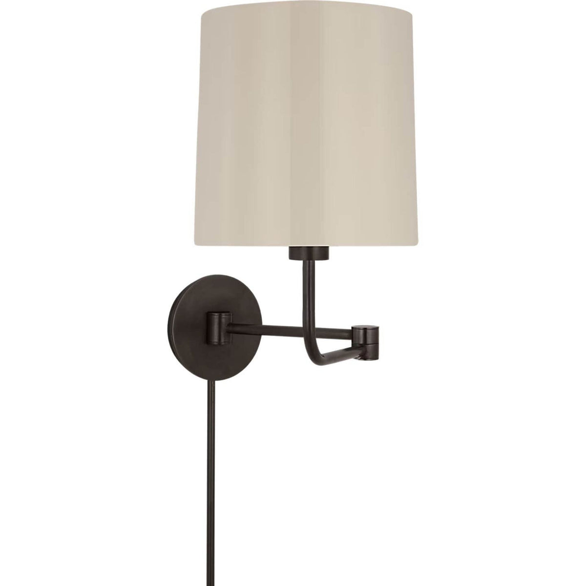 Barbara Barry Go Lightly Swing Arm Wall Light in Bronze with China White Shade W8.75" x H15.75" x E8.75" - 21"