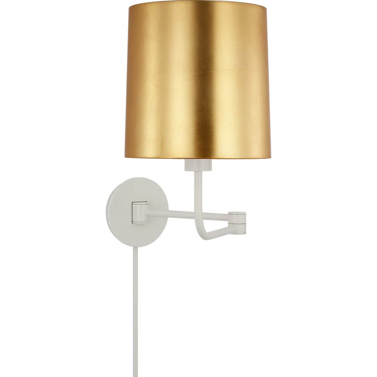 Barbara Barry Go Lightly Swing Arm Wall Light in China White with Gild Shade W8.75" x H15.75" x E8.75" - 21"