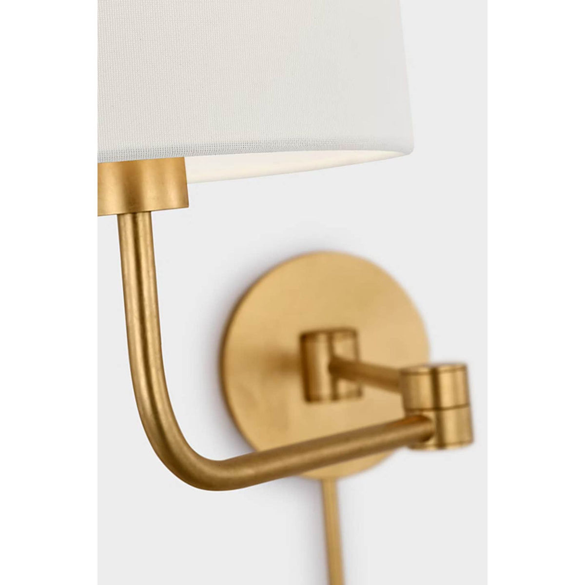 Barbara Barry Go Lightly Swing Arm Wall Light in Gild with Linen Shade W8.75" x H15.75" x E8.75" - 21"