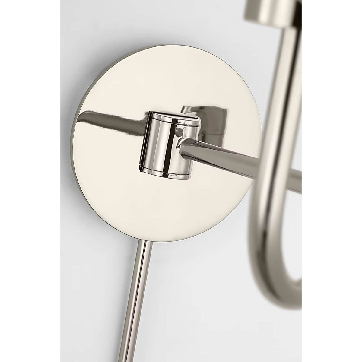 Barbara Barry Go Lightly Swing Arm Wall Light in Polished Nickel with Linen Shade W8.75" x H15.75" x E8.75" - 21"