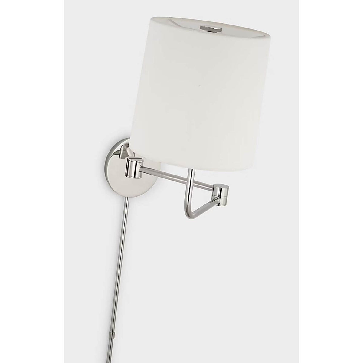 Barbara Barry Go Lightly Swing Arm Wall Light in Polished Nickel with Linen Shade W8.75" x H15.75" x E8.75" - 21"