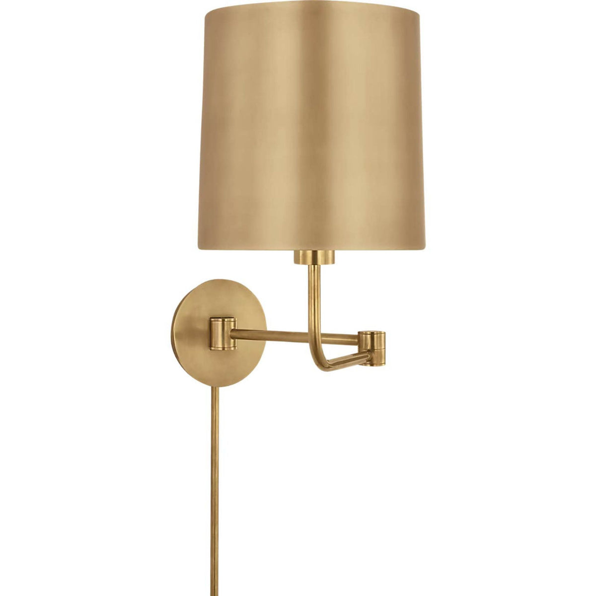 Barbara Barry Go Lightly Swing Arm Wall Light in Soft Brass with Soft Brass Shade W8.75" x H15.75" x E8.75" - 21"