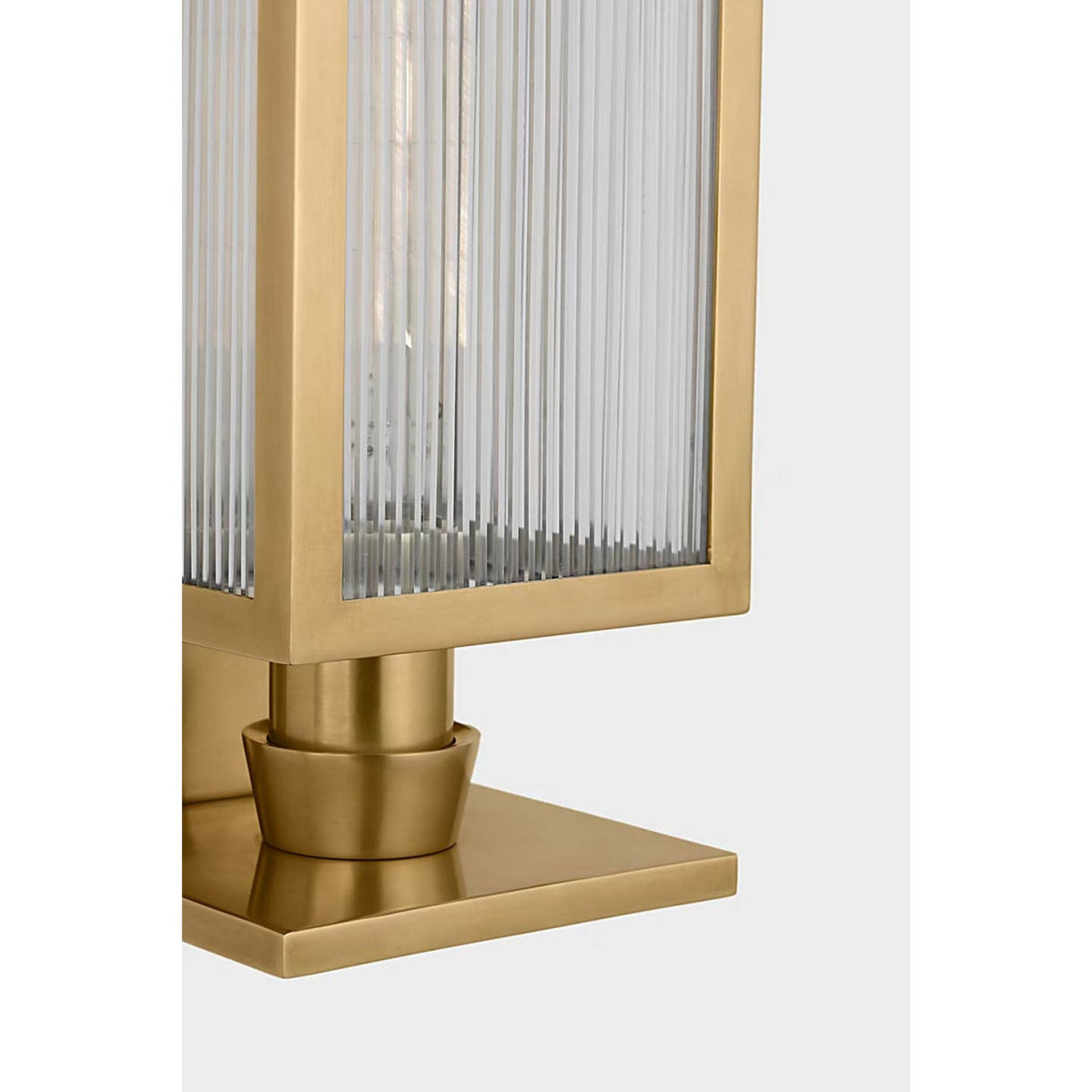 Barbara Barry York 16" Single Box Sconce in Soft Brass with Clear Ribbed Glass W5" x H16.25" x E5"