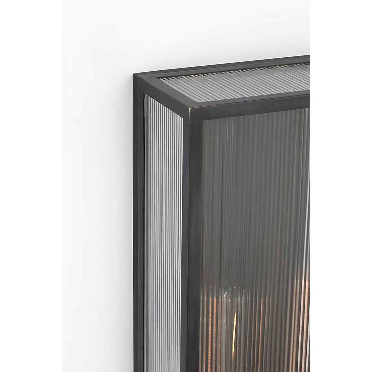 Barbara Barry York 24" Double Box Sconce in Bronze with Clear Ribbed Glass W10" x H24.25" x E5"