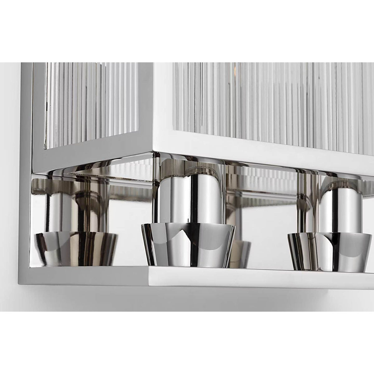 Barbara Barry York 24" Double Box Sconce in Polished Nickel with Clear Ribbed Glass W10" x H24.25" x E5"