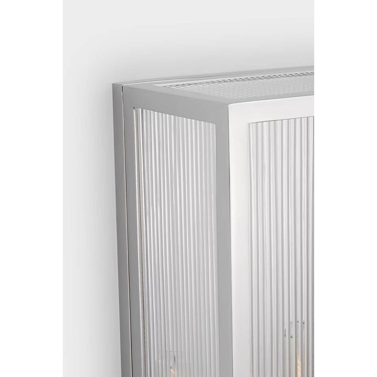 Barbara Barry York 24" Double Box Sconce in Polished Nickel with Clear Ribbed Glass W10" x H24.25" x E5"