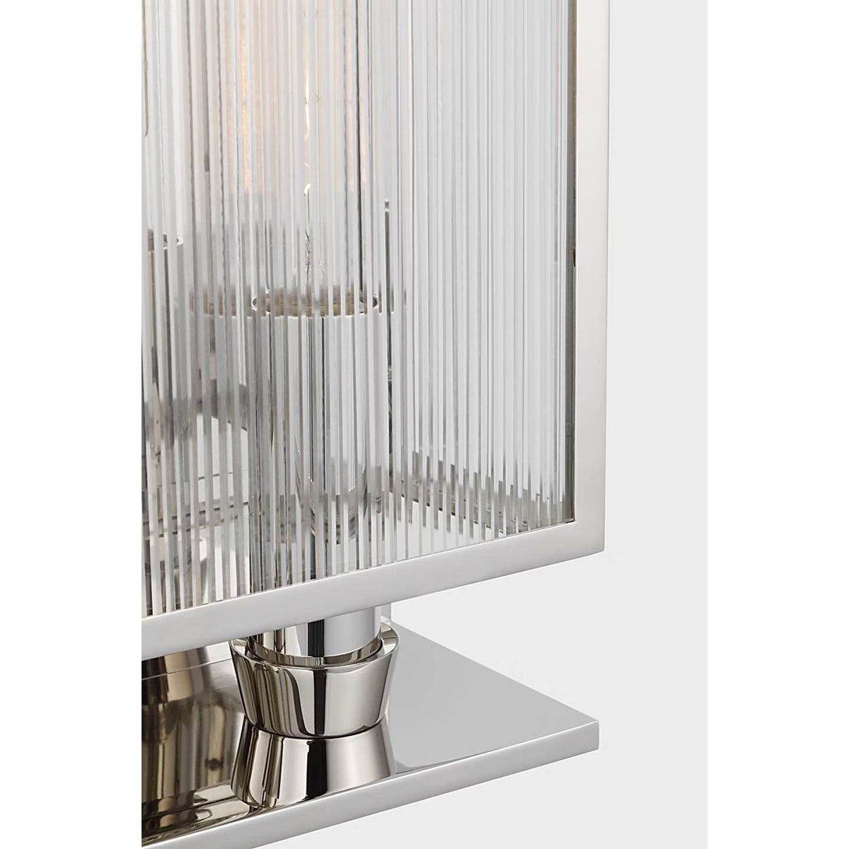 Barbara Barry York 24" Double Box Sconce in Polished Nickel with Clear Ribbed Glass W10" x H24.25" x E5"