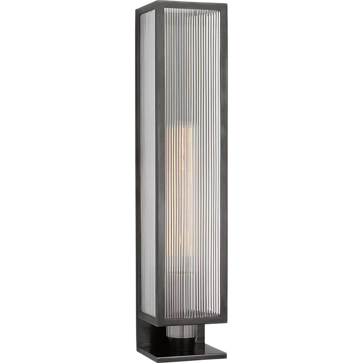Barbara Barry York 24" Single Box Outdoor Sconce in Bronze with Clear Ribbed Glass W5" x H24.25" x E5"