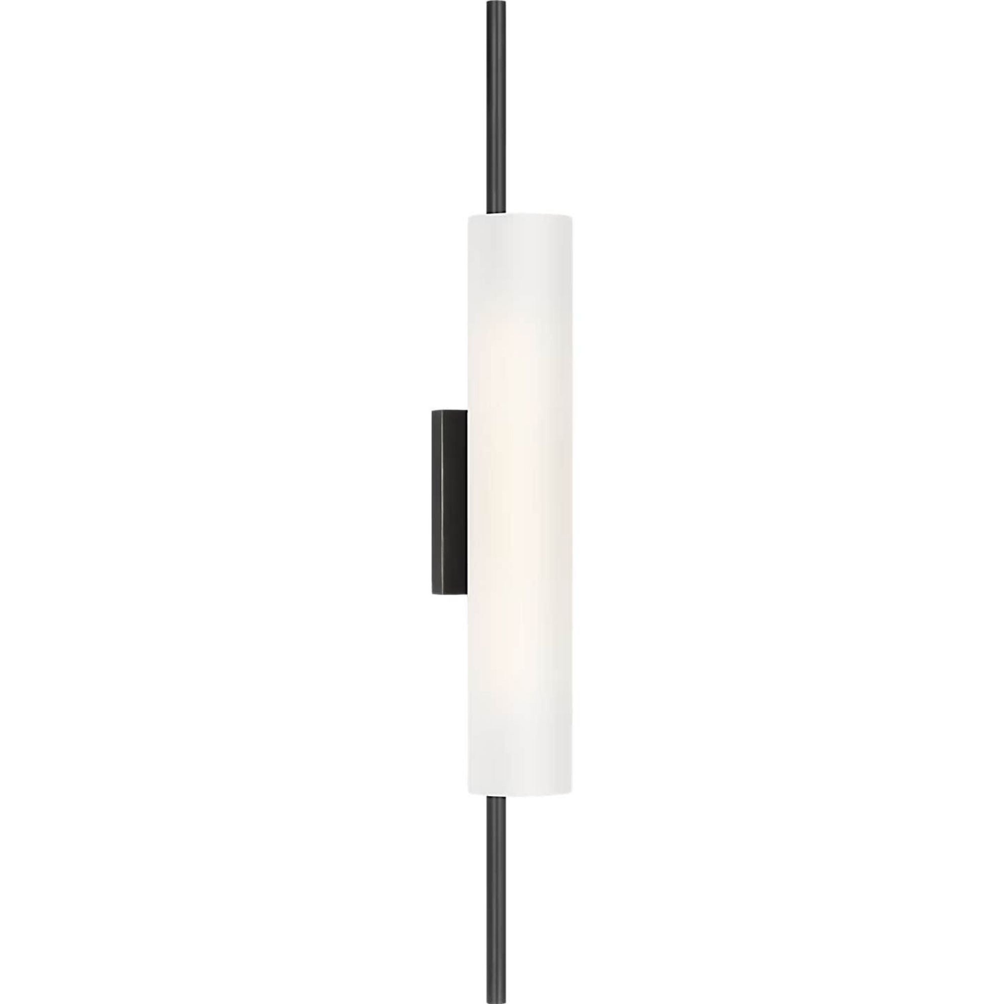 Barbara Barry Windchime 25" Tubular Sconce in Bronze with Soft Etched Glass W2.75" x H25" x E3.75"