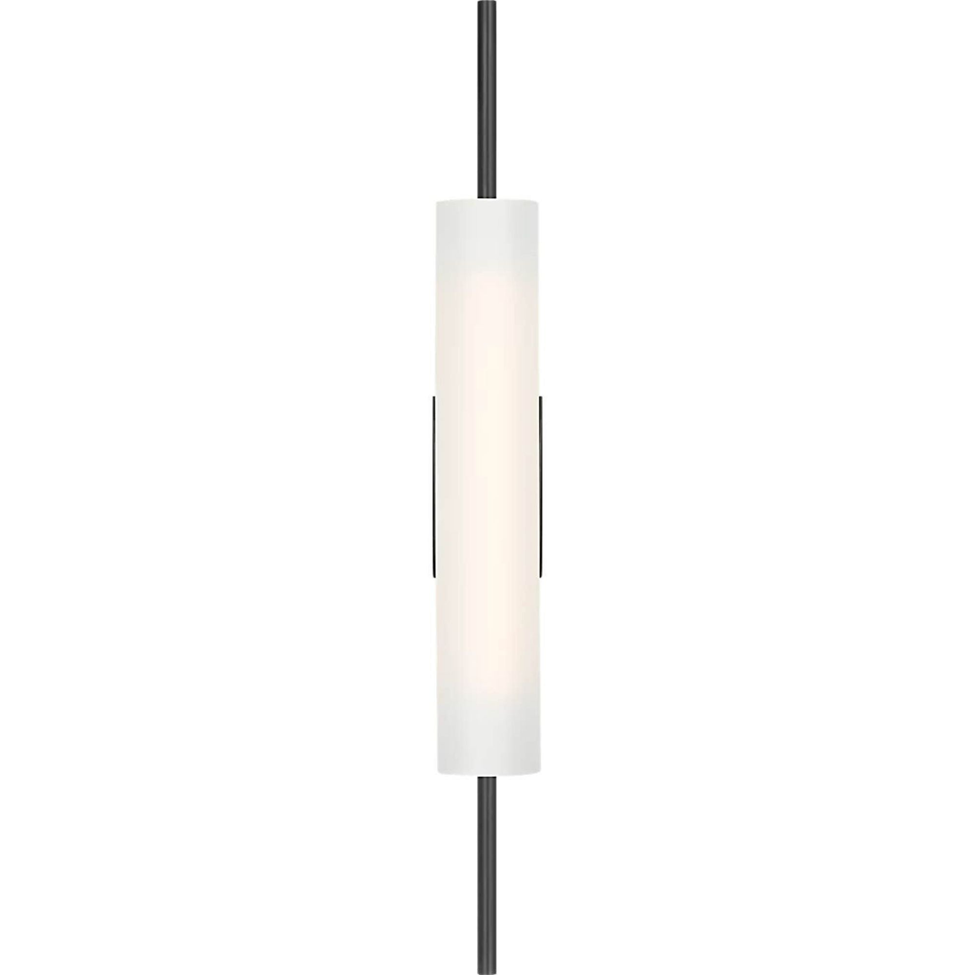 Barbara Barry Windchime 25" Tubular Sconce in Bronze with Soft Etched Glass W2.75" x H25" x E3.75"