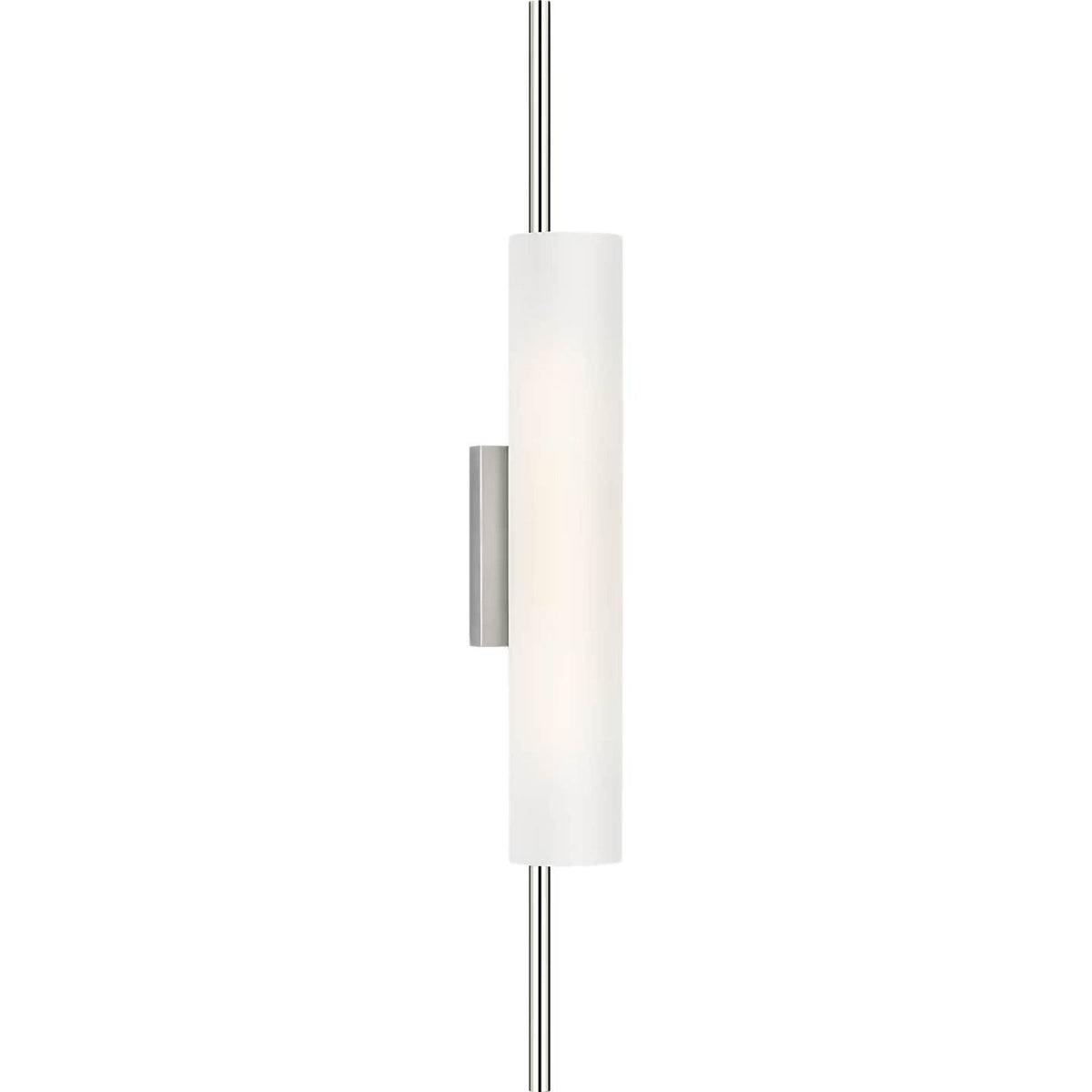 Barbara Barry Windchime 25" Tubular Sconce in Polished Nickel with Soft Etched Glass W2.75" x H25" x E3.75"