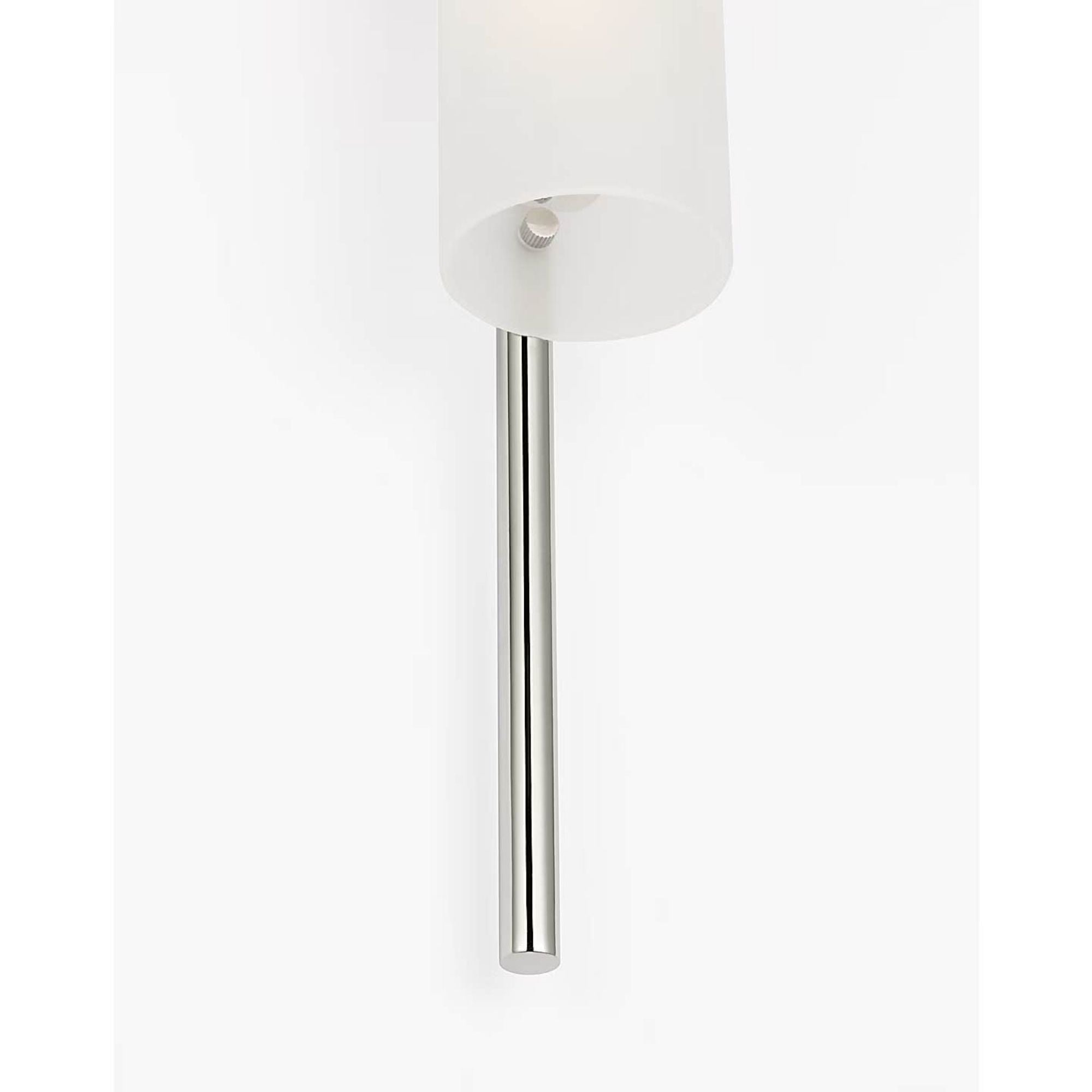 Barbara Barry Windchime 25" Tubular Sconce in Polished Nickel with Soft Etched Glass W2.75" x H25" x E3.75"