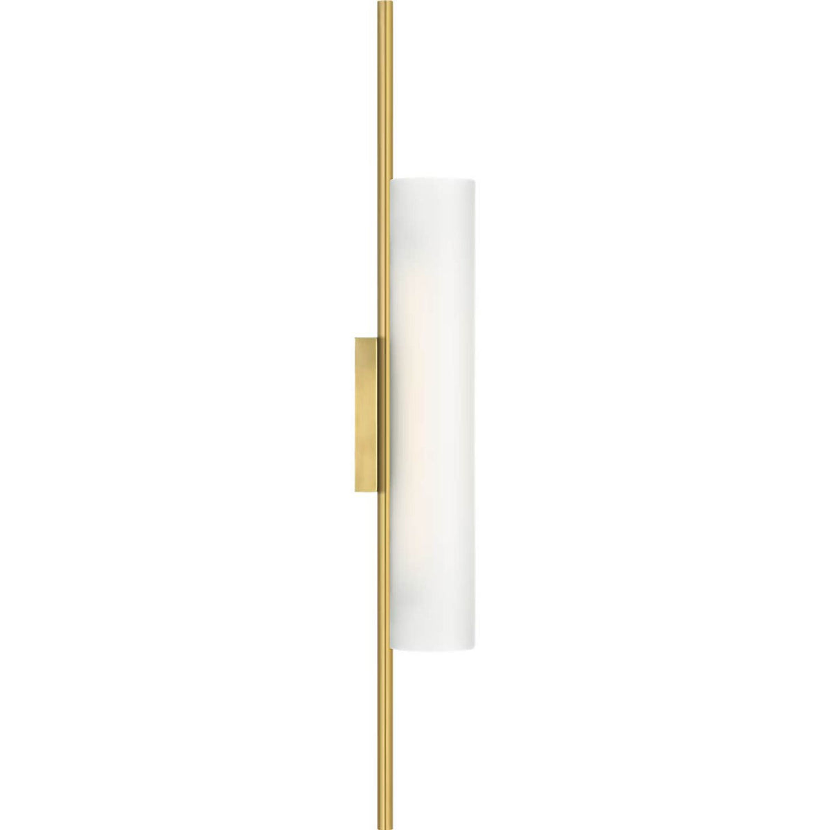 Barbara Barry Windchime 25" Tubular Sconce in Soft Brass with Soft Etched Glass W2.75" x H25" x E3.75"