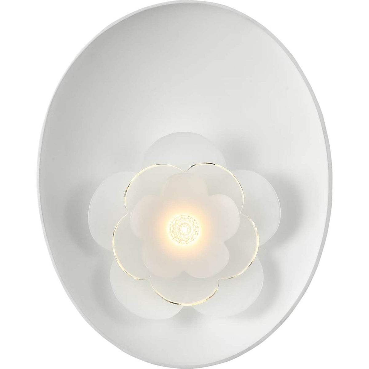 Barbara Barry Petaluma 13" Reflector Sconce in Matte White with Etched and Clear Glass Flower W10.25" x H13" x E3.25"