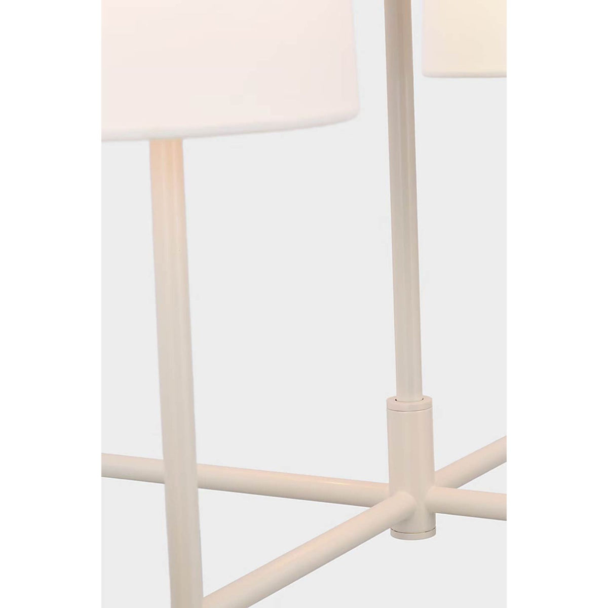 Barbara Barry Go Lightly Extra Large Two Tier Chandelier in China White with Linen Shades W30" x H25.25"