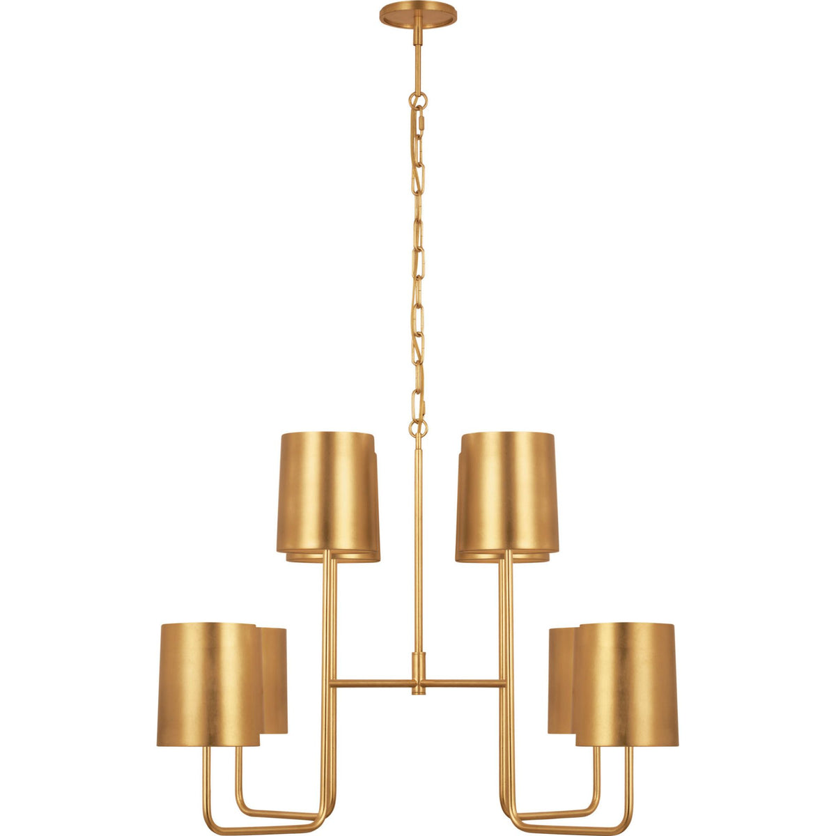 Barbara Barry Go Lightly Extra Large Two Tier Chandelier in Gild with Gild Shades W30" x H25.25"