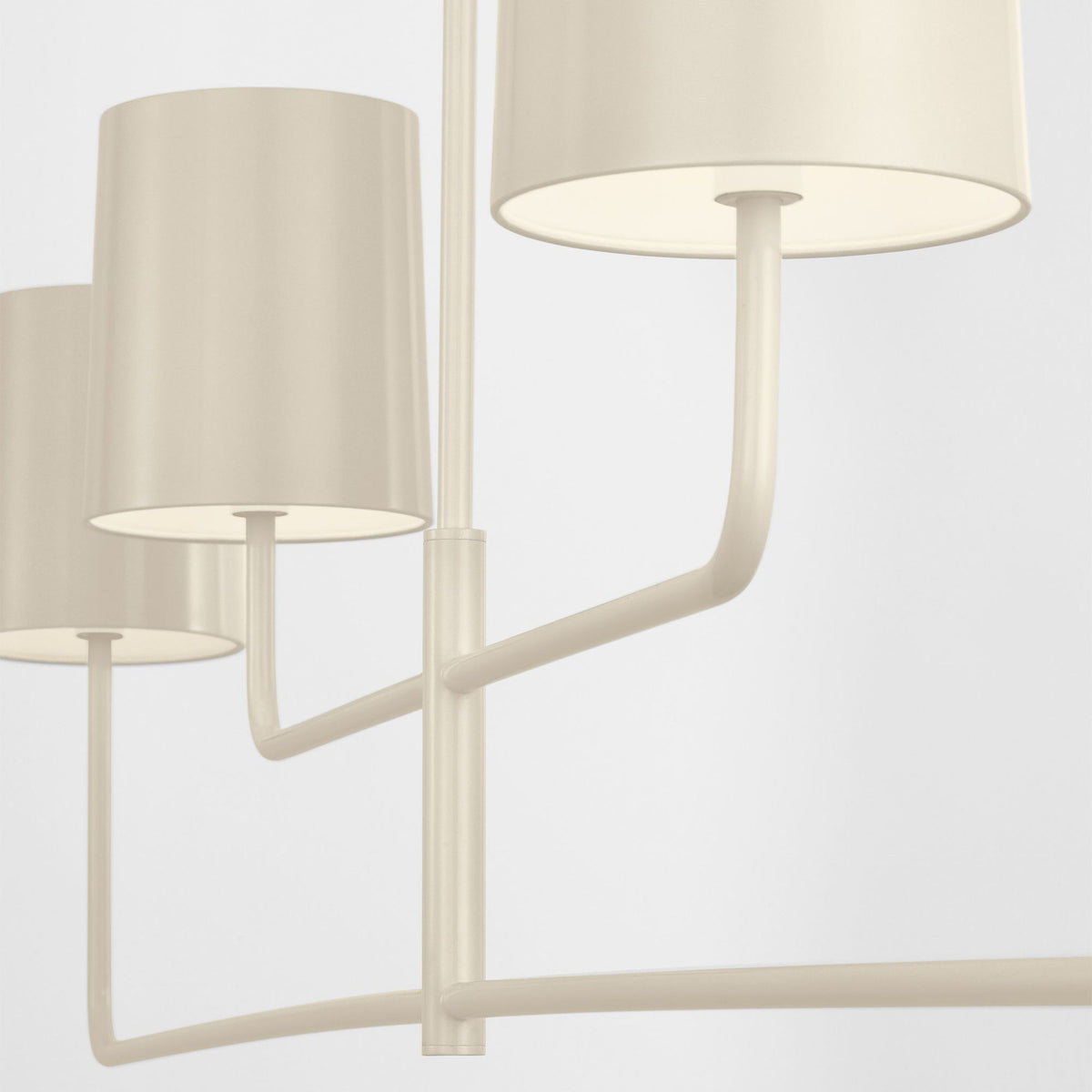 Barbara Barry Go Lightly 70" Four Light Linear Chandelier in China White with China White Shades W6" x 70"