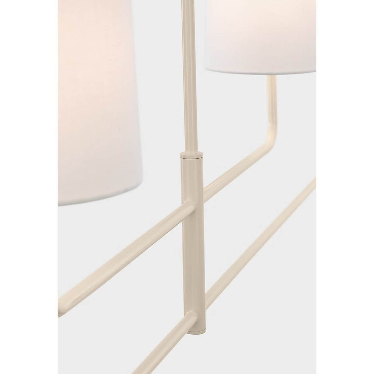 Barbara Barry Go Lightly 70" Four Light Linear Chandelier in China White with Linen Shades W6" x 70"