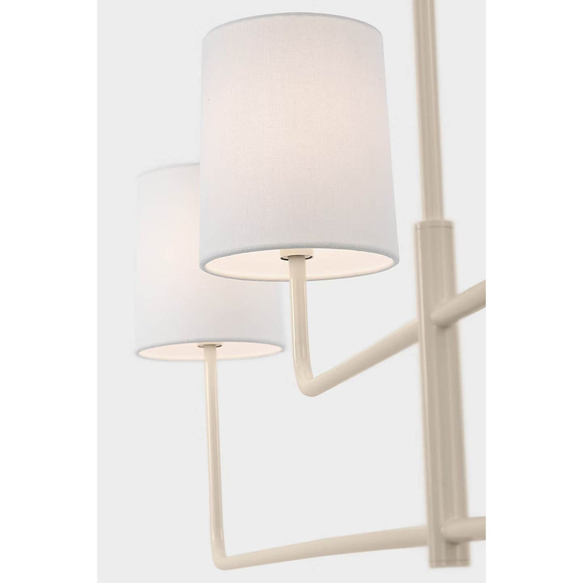 Barbara Barry Go Lightly 70" Four Light Linear Chandelier in China White with Linen Shades W6" x 70"