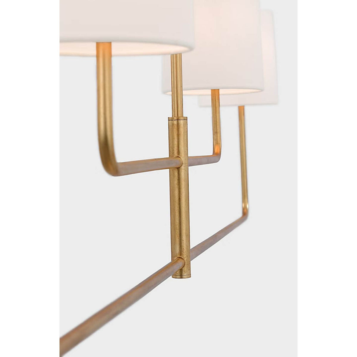 Barbara Barry Go Lightly 70" Four Light Linear Chandelier in Gild with Linen Shades W6" x 70"