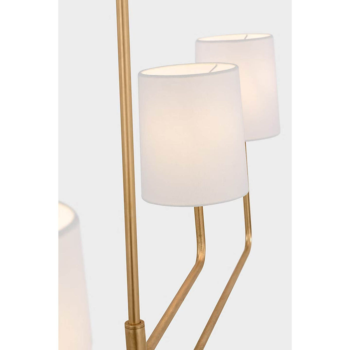 Barbara Barry Go Lightly 70" Four Light Linear Chandelier in Gild with Linen Shades W6" x 70"