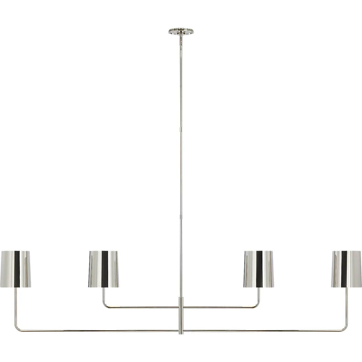 Barbara Barry Go Lightly 70" Four Light Linear Chandelier in Polished Nickel with Polished Nickel Shades W6" x 70"